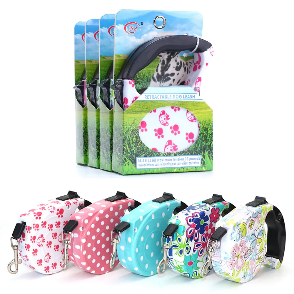 3 Metre Desenli Makaralı Gezdirme Tasması