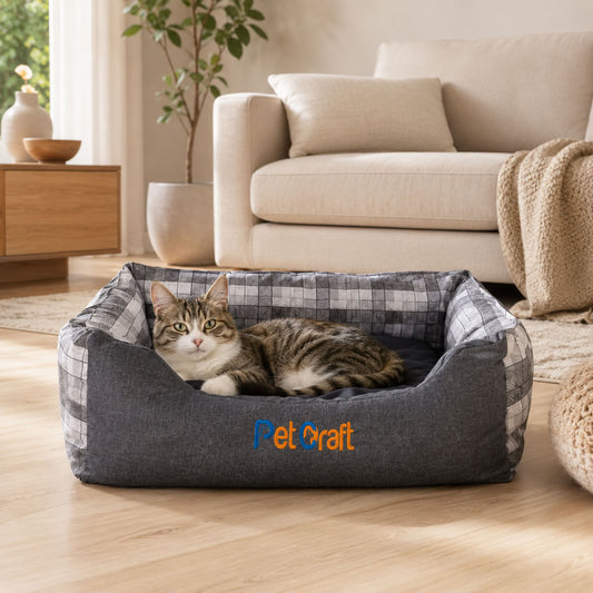 Pet Craft Evcil Hayvan Yatağı Siyah Beyaz Ekose 50x35