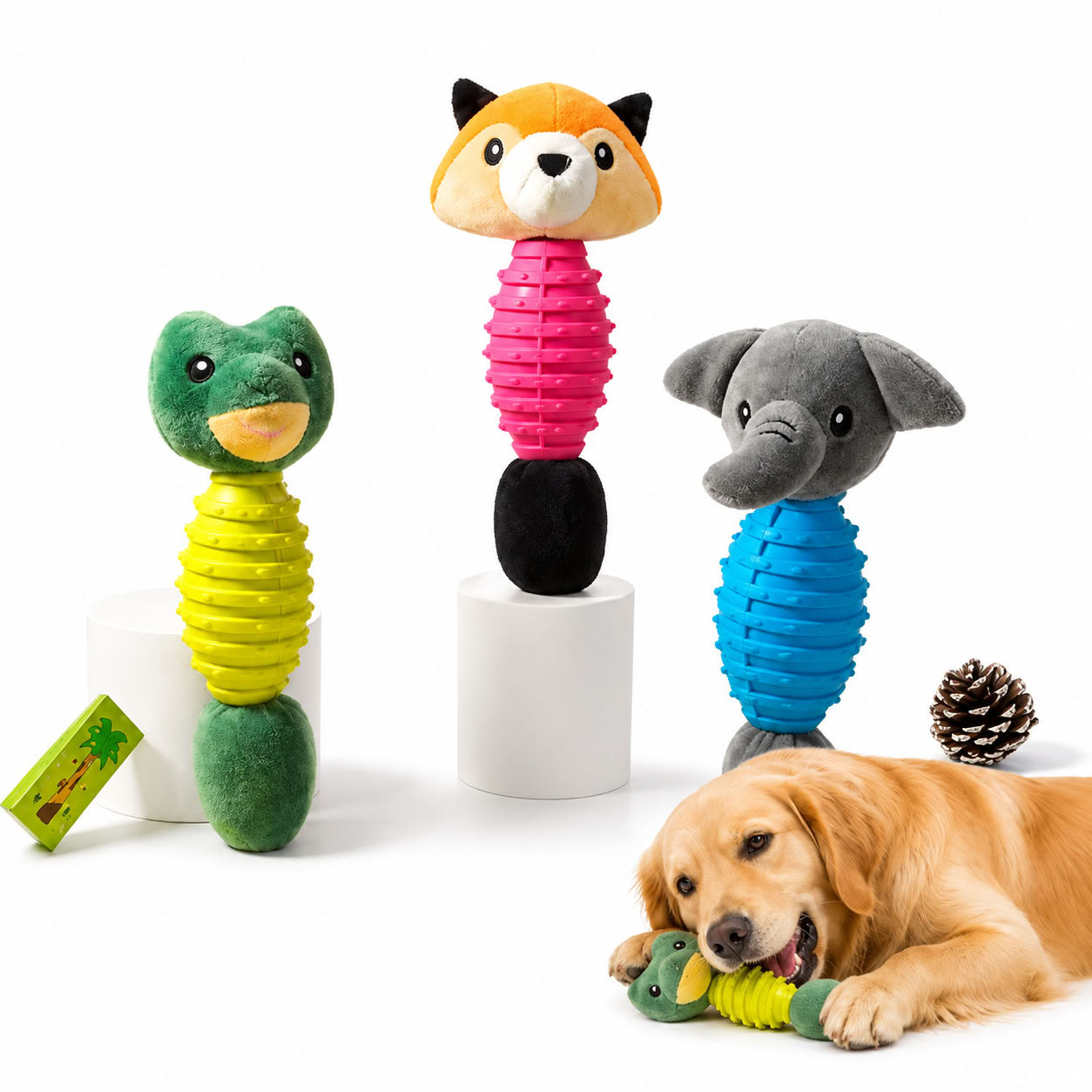 Kauçuk Köpek Isırma Oyuncağı 22 Cm Peluş Detaylı (Karton Askılı)