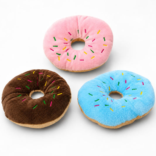 Sesli Donut Model Peluş Evcil Hayvan Oyuncağı (Karton Askılı)