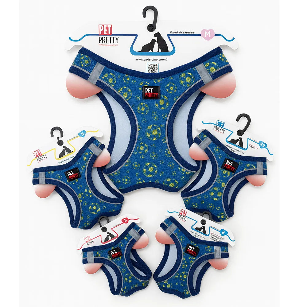 PETPRETTY SARI-LACİVERT TARAFTAR 5'Lİ GÖĞÜS TASMA SET XS-S-M-L-XL