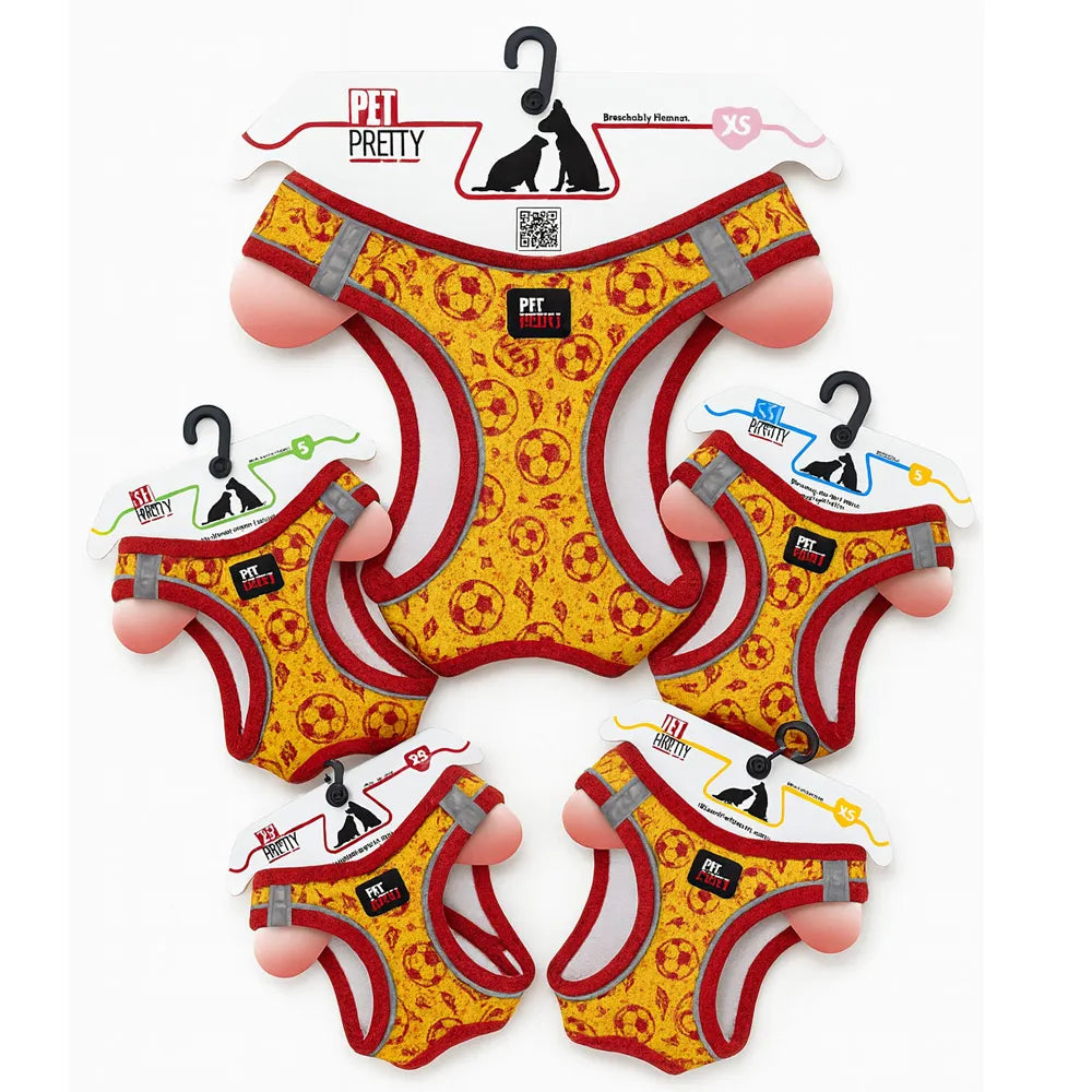 PETPRETTY SARI-KIRMIZI TARAFTAR 5'Lİ GÖĞÜS TASMA SET XS-S-M-L-XL