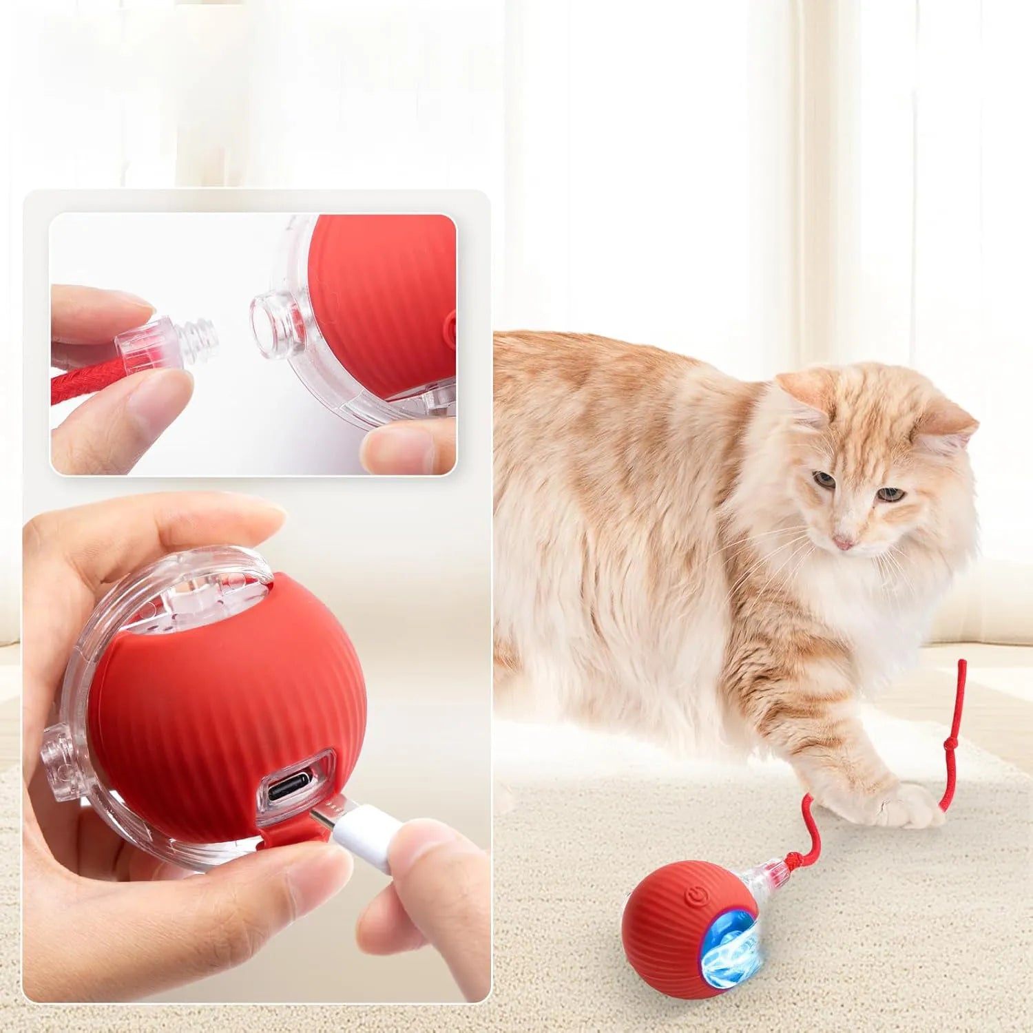 3 Modlu Şarjı İpli Akıllı Kedi Oyun Topu