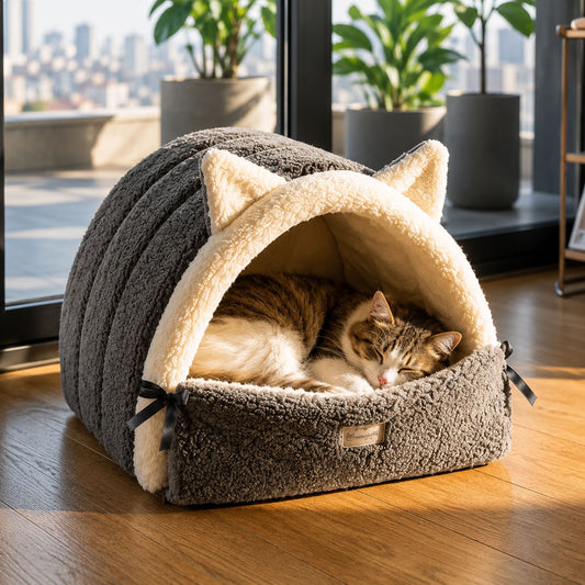 Kulaklı Model Kedi Evi Gri (40*55*30 CM)