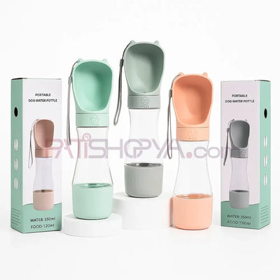 İki Bölmeli Portatif Seyahat Kedi Köpek Suluğu 350+170 ml
