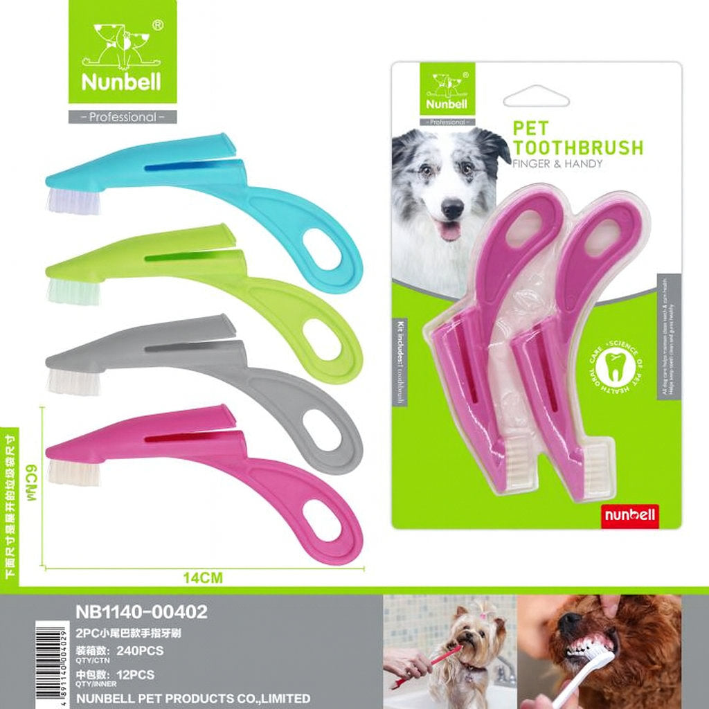 NUNBELL KUYRUKLU PARMAK DİŞ FIRÇASI 2'Lİ