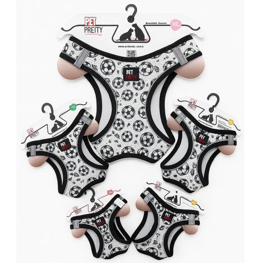 PETPRETTY SİYAH-BEYAZ 5'Lİ GÖĞÜS TASMA SET XS-S-M-L-XL