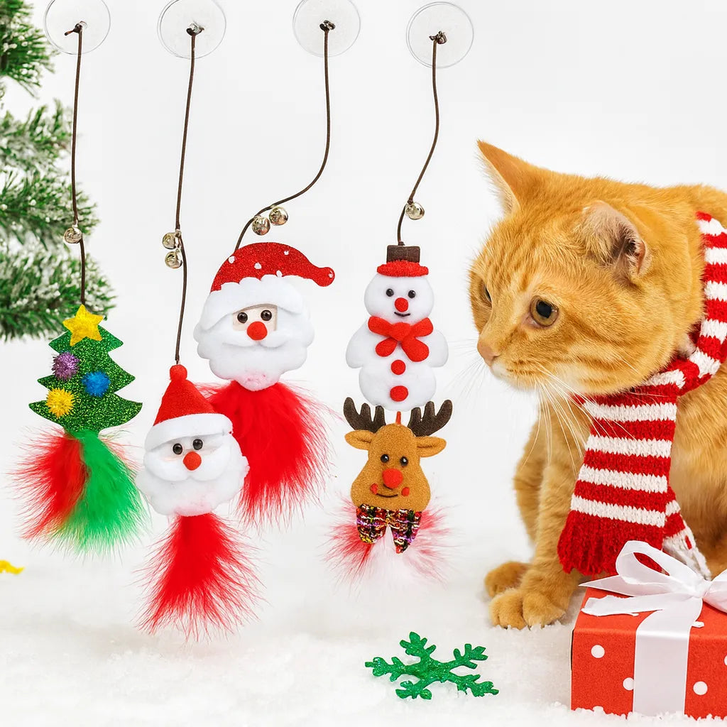 Evcil Hayvan Yılbaşı Konsepti Tüy Püsküllü Yapışkanlı Oyuncak