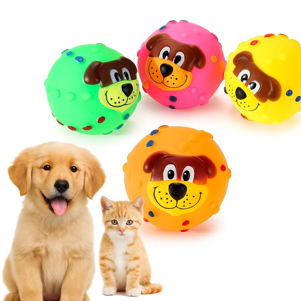 Köpek Figürlü Sesli Oyun Topu (KARTON ASKILI)