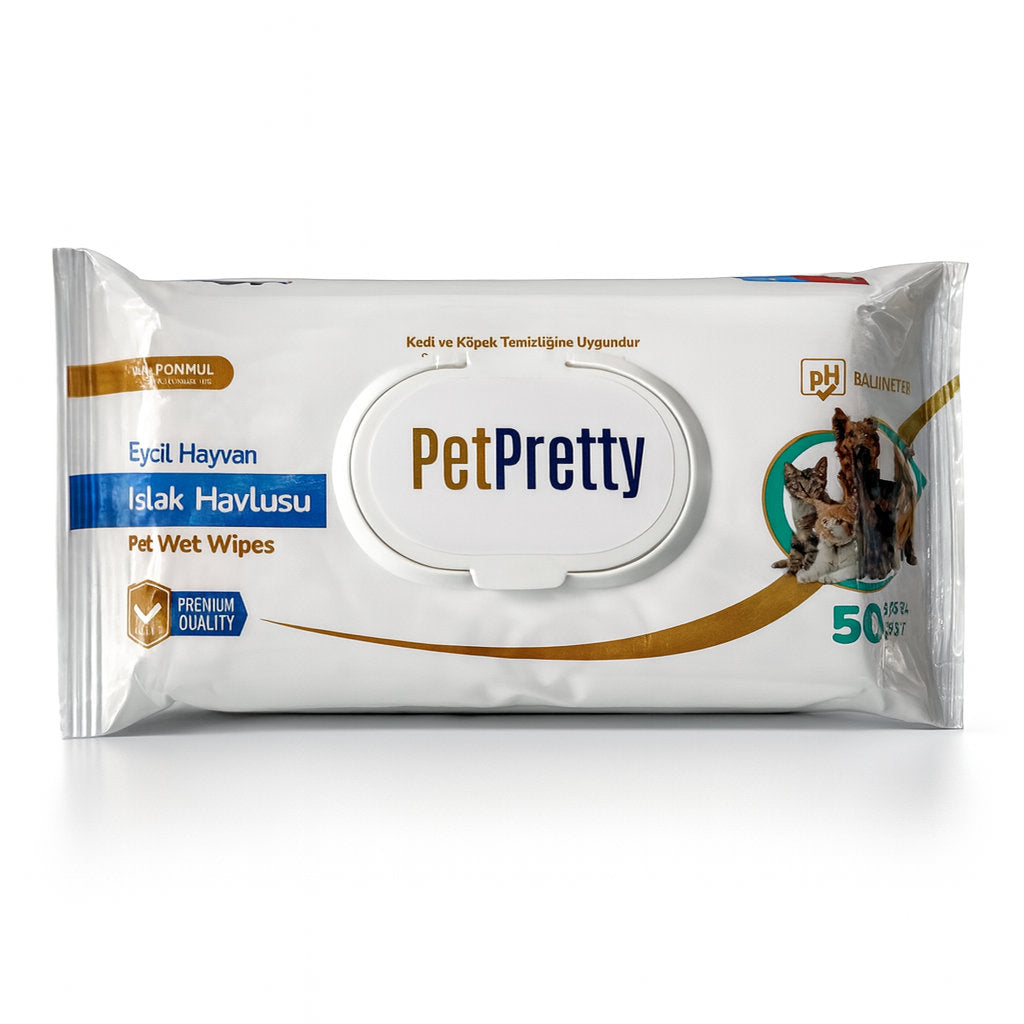 PETPRETTY EVCİL HAYVAN ISLAK HAVLU 50Lİ