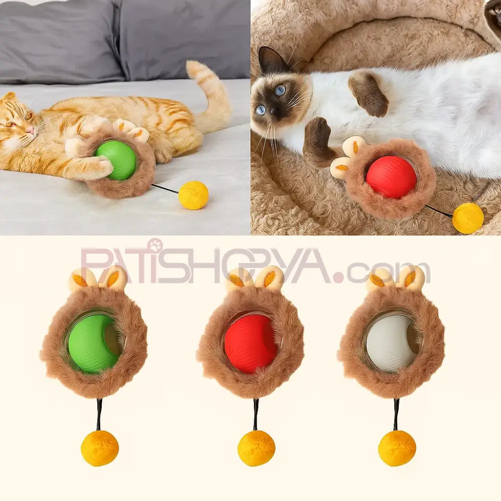 Akıllı Hareketli İnteraktif Tüylü Kedi Oyun Topu USB ŞARJLI Kedi Oyuncakları