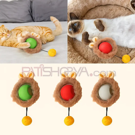 Akıllı Hareketli İnteraktif Tüylü Kedi Oyun Topu USB ŞARJLI Kedi Oyuncakları