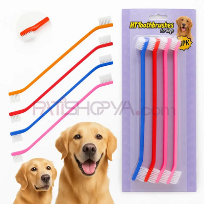 Çift taraflı 4’lü köpek ve kedi diş temizleme fırçası seti Kedi ve Köpek Bakım Ürünleri