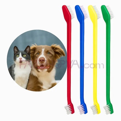 Çift taraflı 4’lü köpek ve kedi diş temizleme fırçası seti Kedi ve Köpek Bakım Ürünleri