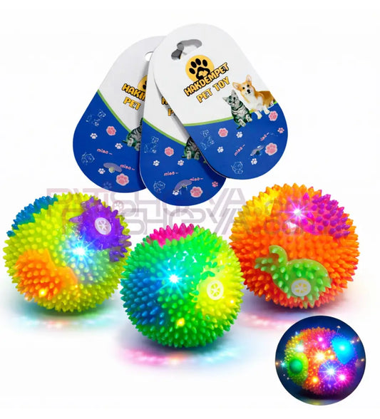 IŞIKLI Yengeç Desenli Sesli Evcil Hayvan Oyun Topu 6,5 CM (Karton Askılı) Kedi Oyuncakları