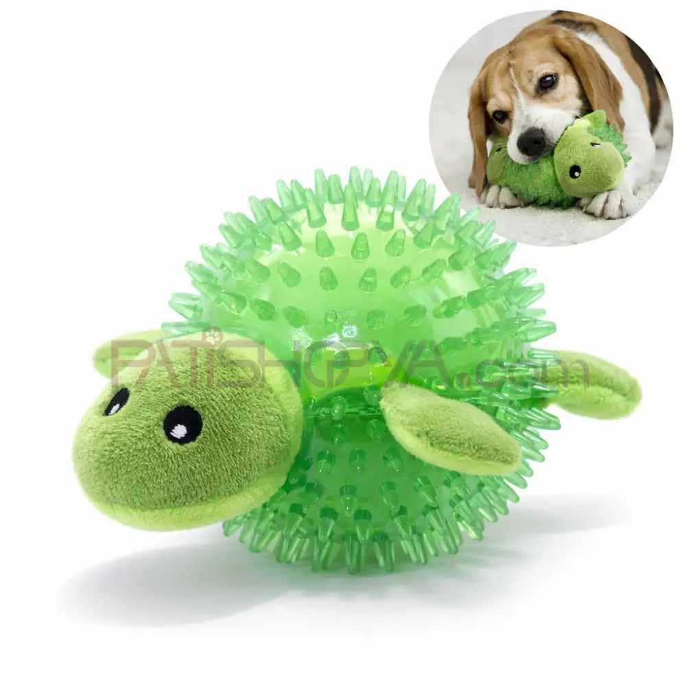 Kauçuk Dikenli Peluş Kaplumbağa Köpek Oyuncak (Karton Askılı) Köpek Oyuncakları