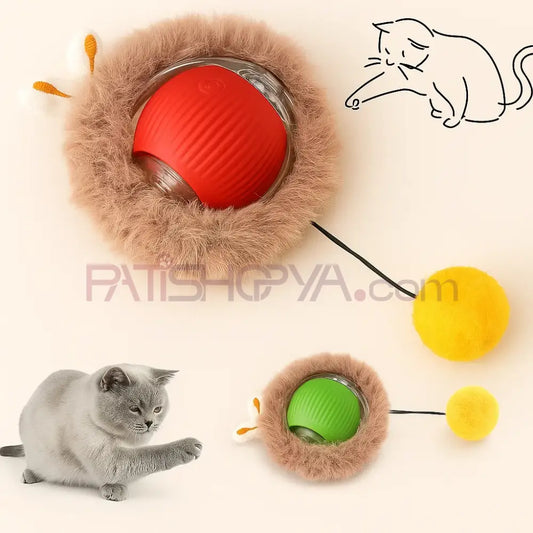 Akıllı Hareketli İnteraktif Tüylü Kedi Oyun Topu USB ŞARJLI Kedi Oyuncakları