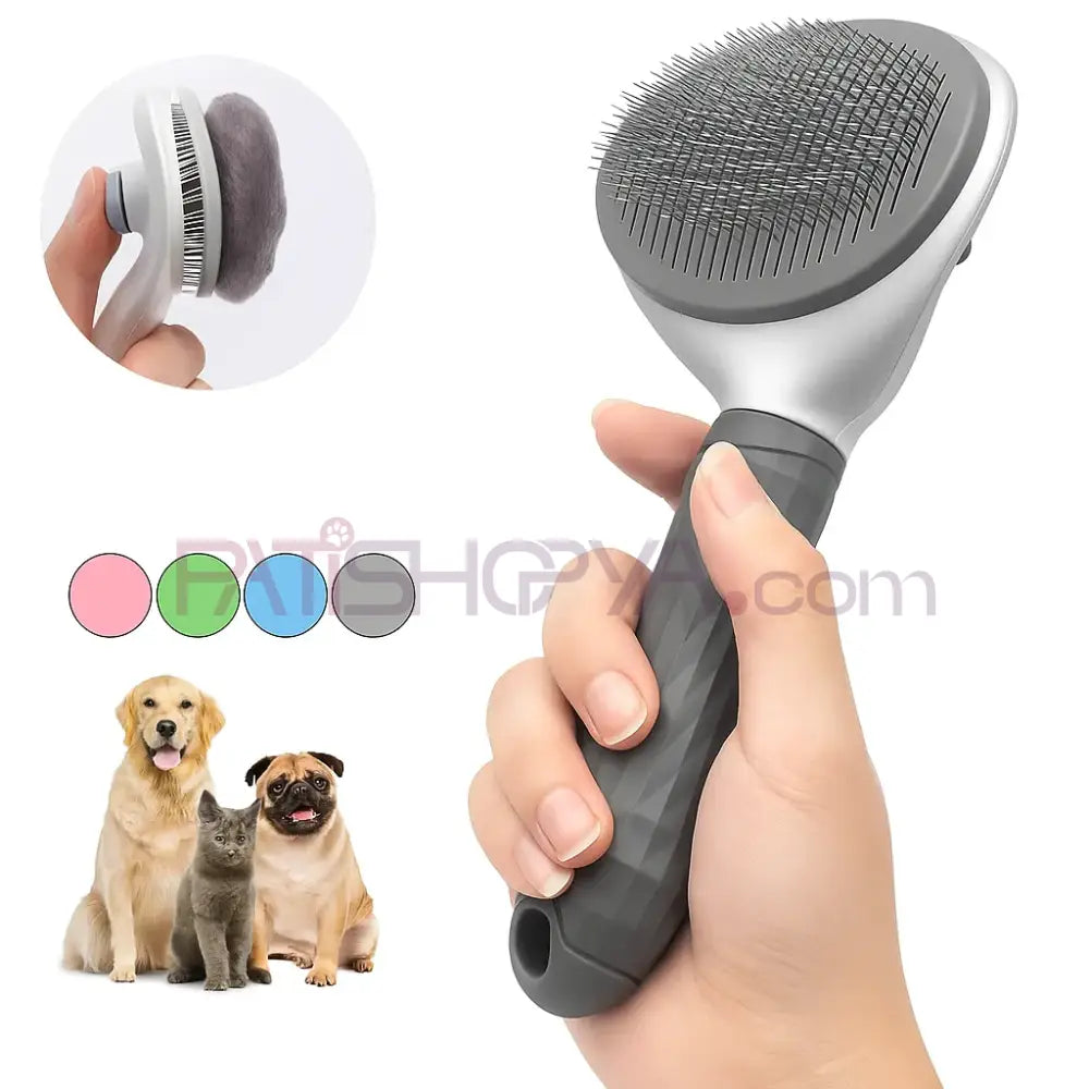 Lüx Basmalı Tek Tuşla Temizlenen Kedi Köpek Fırçası (KUTULU) Kedi Köpek Tarağı ve Fırçası