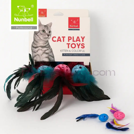 NUNBELL KEDİ OYUN.İKİ TARAFI TÜYLÜ TOP 24’LÜ Kedi Oyuncakları