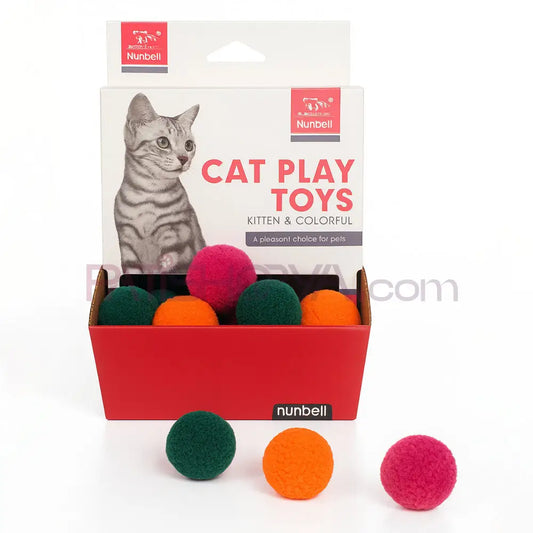 NUNBELL KEDİ OYUN.TÜYLÜ RENKLİ TOPLAR 48’Lİ Kedi Oyuncakları