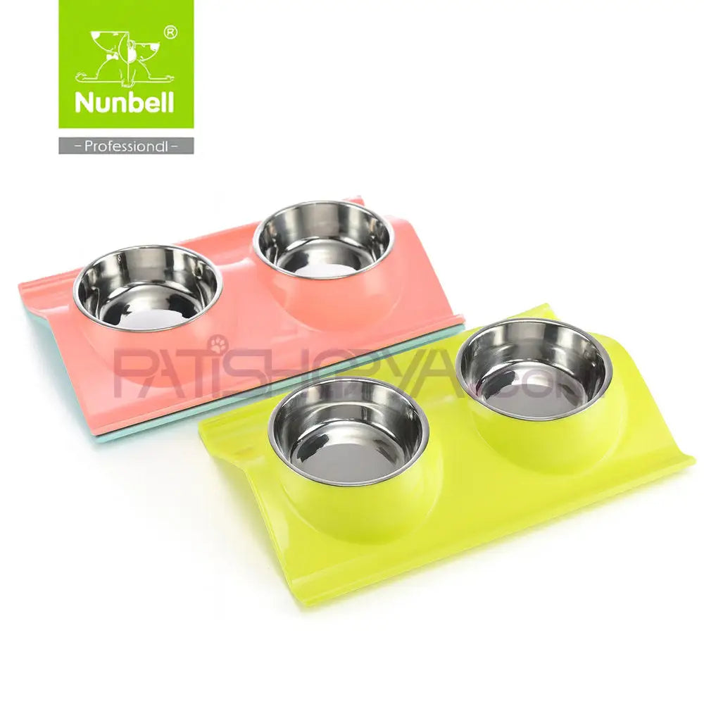 NUNBELL MELAMİN ÇELİK MAMA KABI İKİLİ Kedi ve Köpek Mama Su Kabı