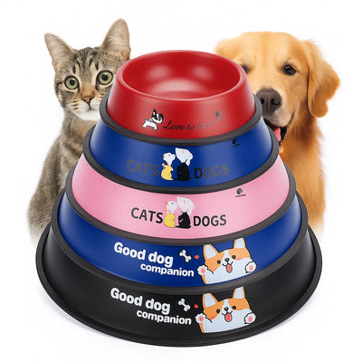 16 Cm Renkli Baskılı Paslanmaz Çelik Kedi Köpek Mama Su Kabı Toptan Pet Shop Ürünleri Hijyenik Çelik Mama Kabı
