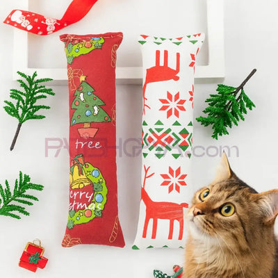 Evcil Hayvan Yılbaşı Konsepti 26 Cm Hışırtılı Bez Oyuncak Kedi Oyuncakları