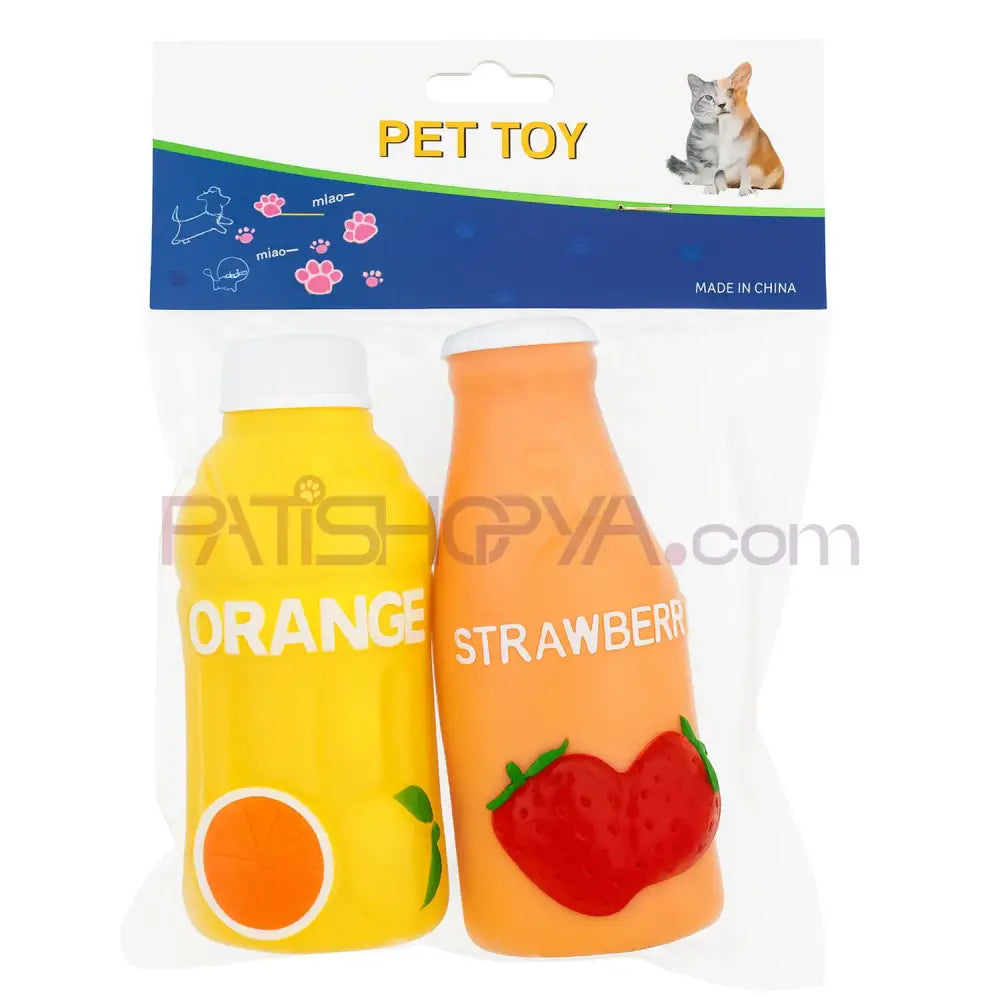 2li Sesli Orange Strawberry İçecek Tasarımlı Sesli Kedi Köpek Oyuncağı 13 cm Toptan Kedi Oyuncakları