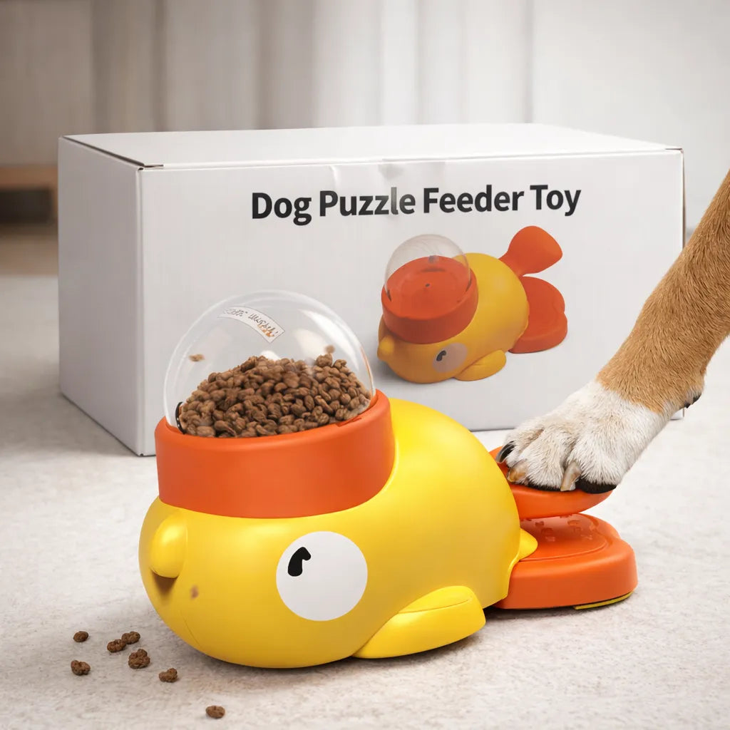 3 Başlıklı İnteraktif Ördek Model Basmalı Mama Dağıtıcı Oyuncak Toptan Pet Shop Ürünleri Zeka Geliştirici Mama Oyuncağı