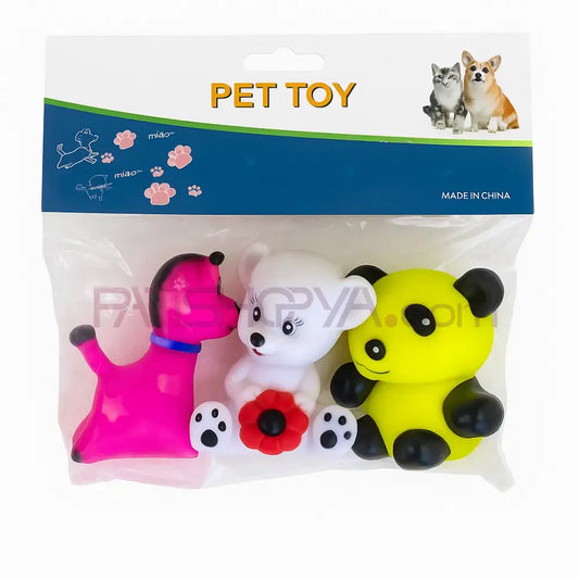 3LÜ PAKET SESLİ OYUNCAK AT-AYICIK-PANDA (Oyuncak Boy 9 CM) Köpek Oyuncakları