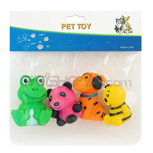 4Lü Paket Sesli Hayvan Figür Evcil Hayvan Oyuncağı Toptan Kedi Oyuncakları Kurbağa Panda Arı Köpek Figürlü