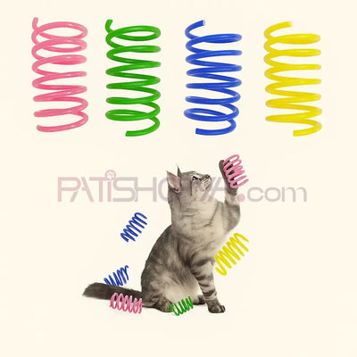 4Lü Paket Spiral Yay Kedi Oyuncağı Renkli Zıplayan Yaylar
