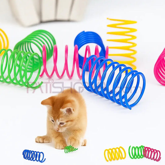 4Lü Paket Spiral Yay Kedi Oyuncağı Renkli Zıplayan Yaylar