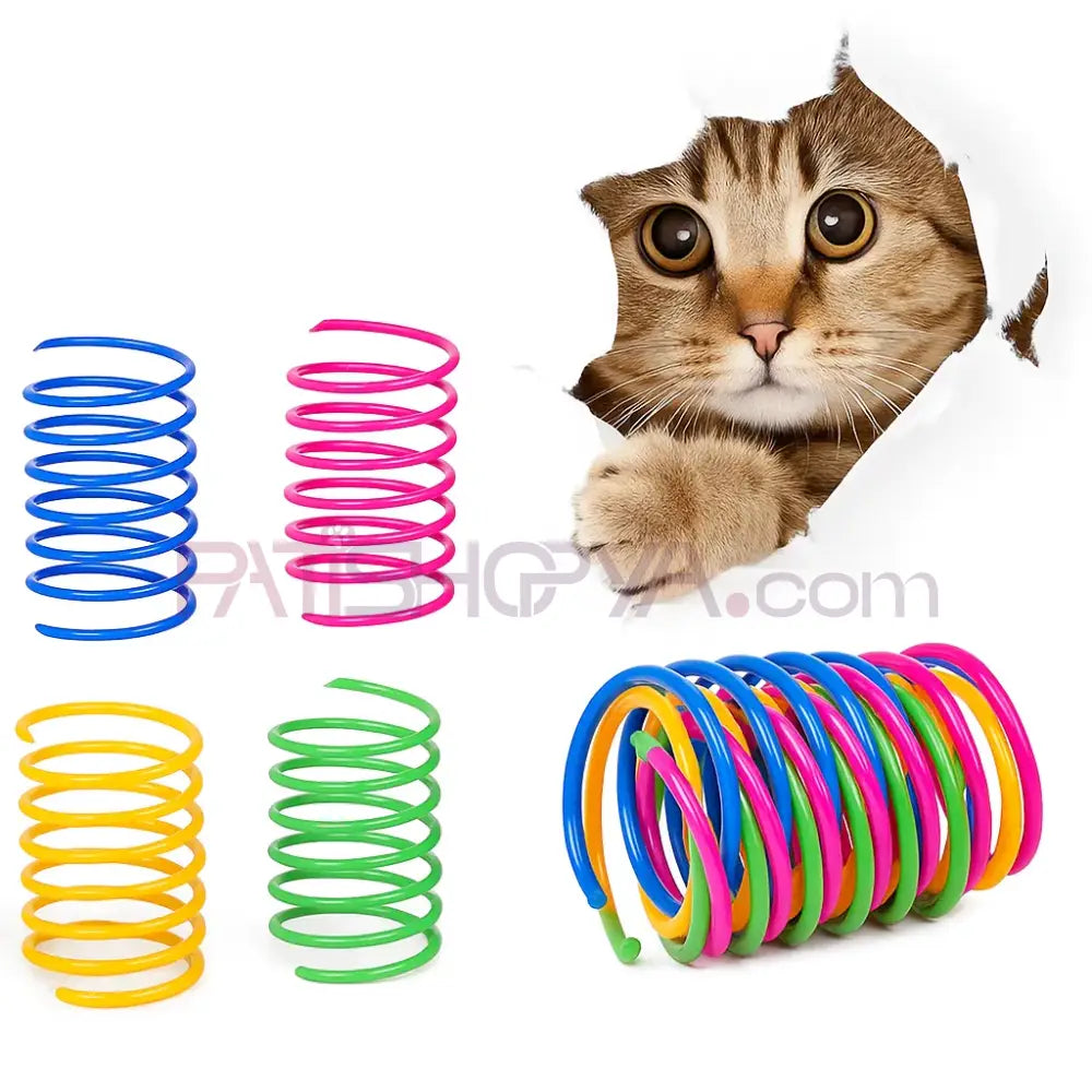 4Lü Paket Spiral Yay Kedi Oyuncağı Renkli Zıplayan Yaylar