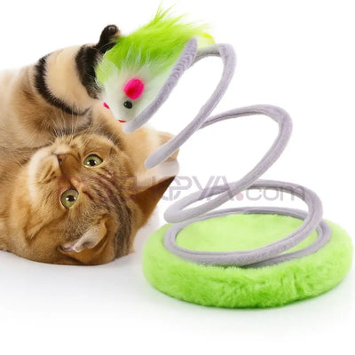 Ahşap Tabanlı Yaylı Spiral Kedi Hacıyatmaz Oyuncak Kedi Oyuncakları