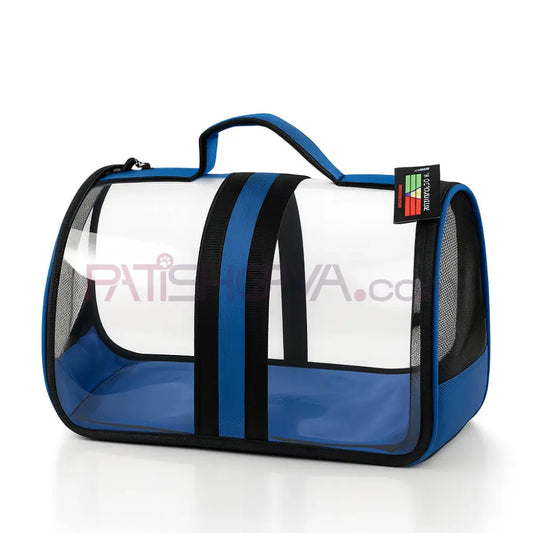 Bacco Milano Kedi Köpek Şeffaf Mavi Taşıma Çantası 44x28x28 cm