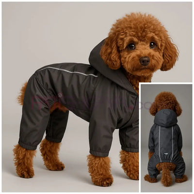 Dark Grey Reflective Yağmurluk S-M-L-XL-2XL (5 BEDEN SET) Kedi ve Köpek Kıyafeti