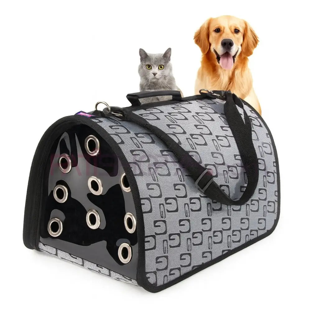Flybag Kedi Köpek Taşıma Çantası Kapalı Desenli Gri 44x28x28 cm