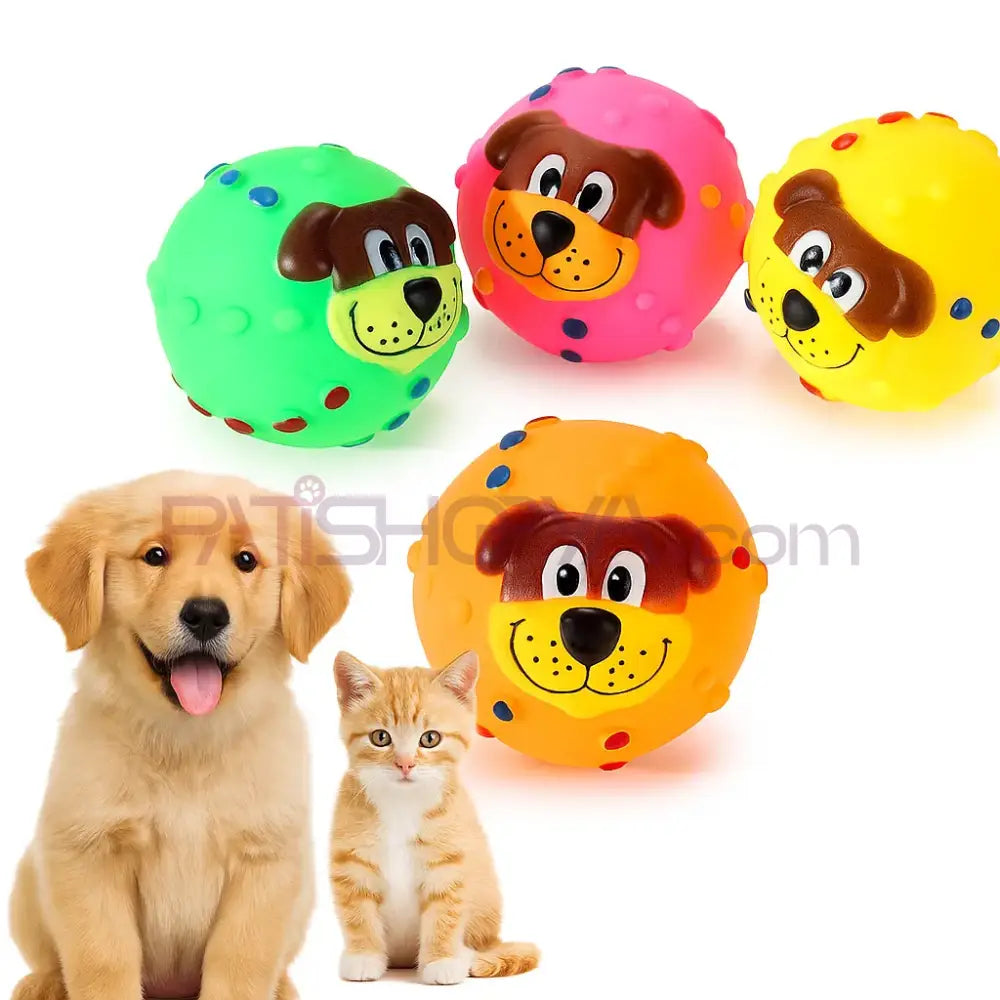 Köpek Figürlü Sesli Oyun Topu (KARTON ASKILI) Köpek Oyuncakları