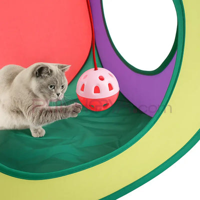 Kedi Oyun Tüneli Kare Model Kedi Oyun Evi Oyuncağı İnteraktif Fareli