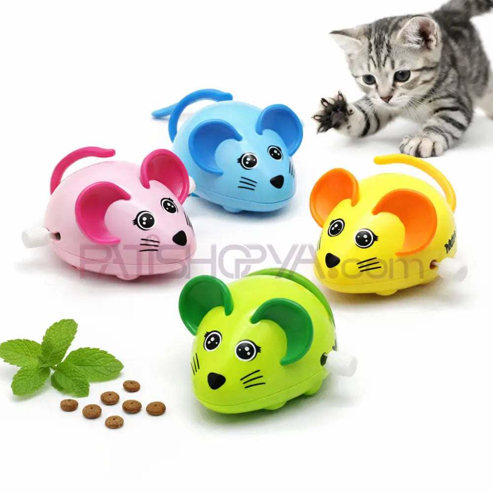 Kedi Oyuncağı Kurmalı Fare Plastik Mini İnteraktif Renkli