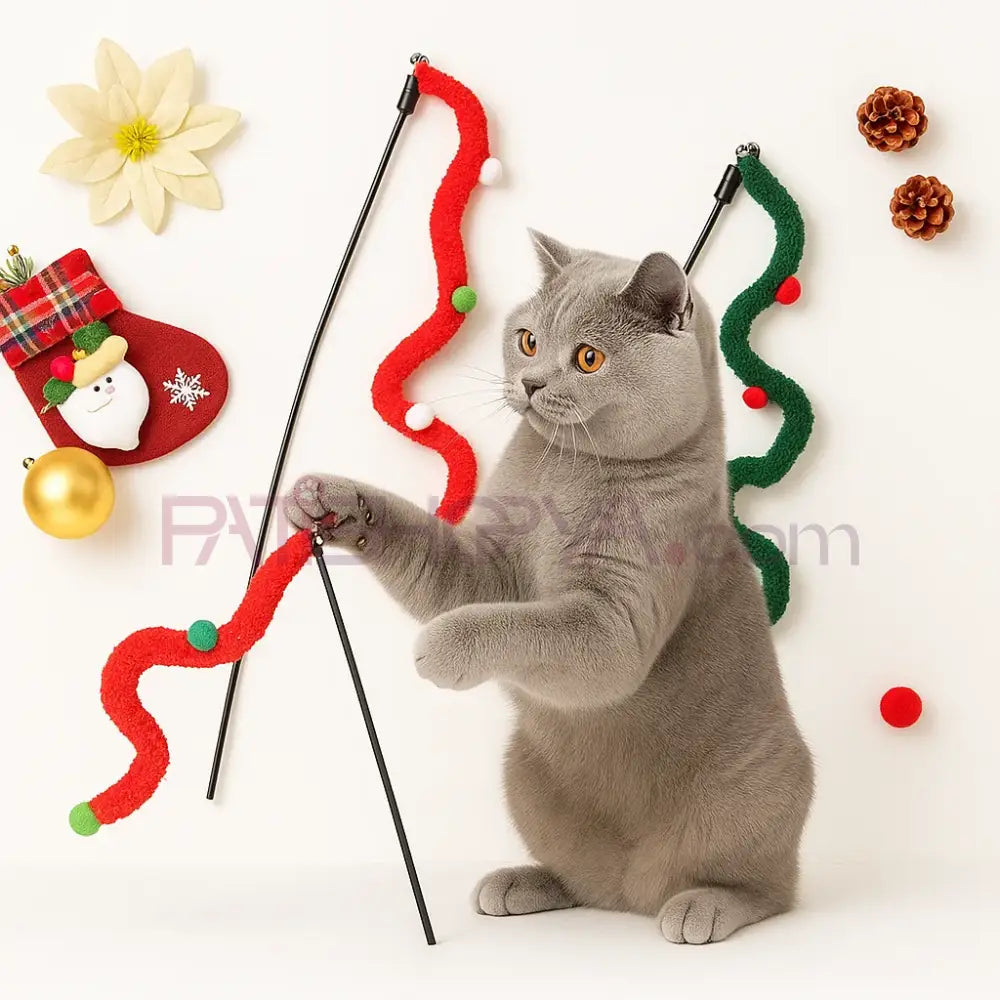 Evcil Hayvan Yılbaşı Konsepti Peluş Olta Kedi Olta Oyuncakları