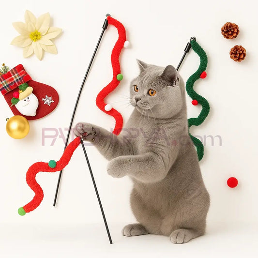 Evcil Hayvan Yılbaşı Konsepti Peluş Olta Kedi Olta Oyuncakları