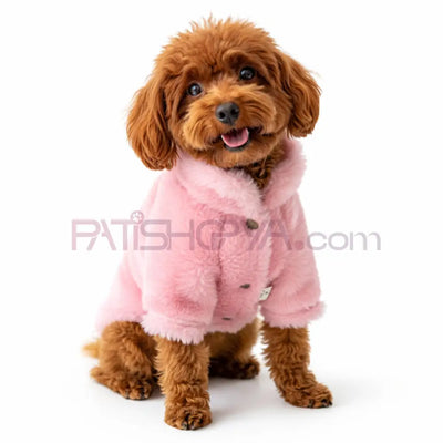 Furry Warmth Koleksiyonu Pembe Polar Ceket S-M-M-L-XL (5 BEDEN SET) Kedi ve Köpek Kıyafeti