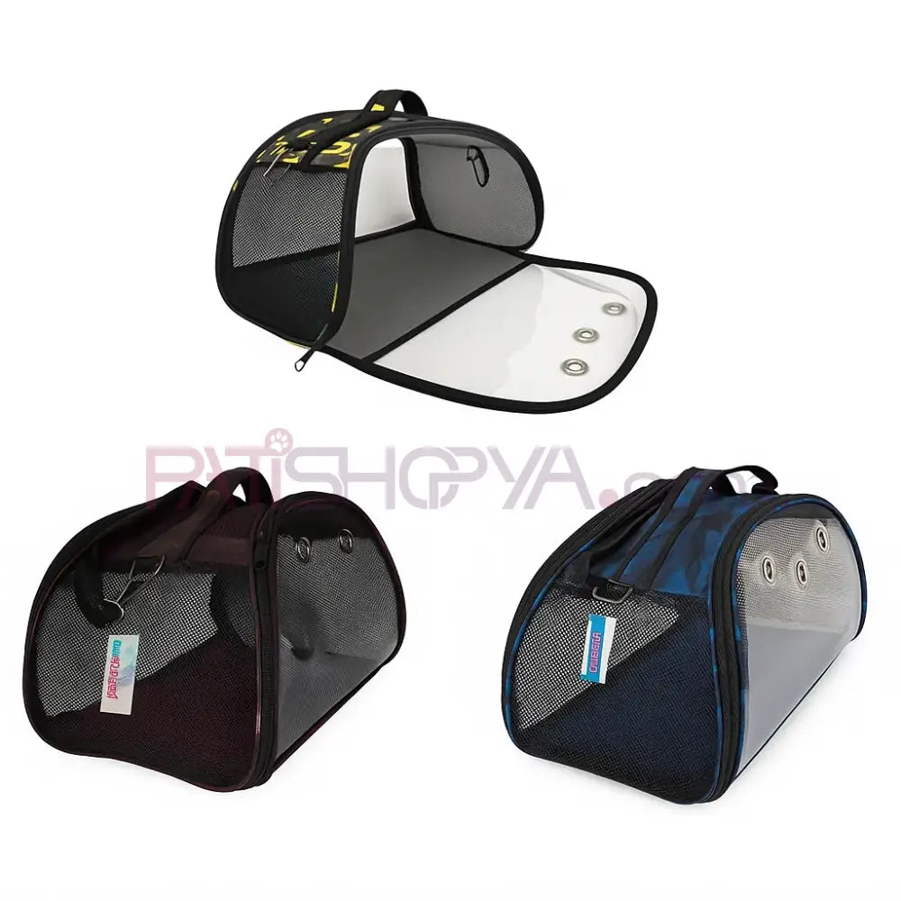 Petpretty Şeffaf Desenli Fileli Taşıma Çantası 50x28x28 cm Kedi ve Köpek Taşıma Çantası
