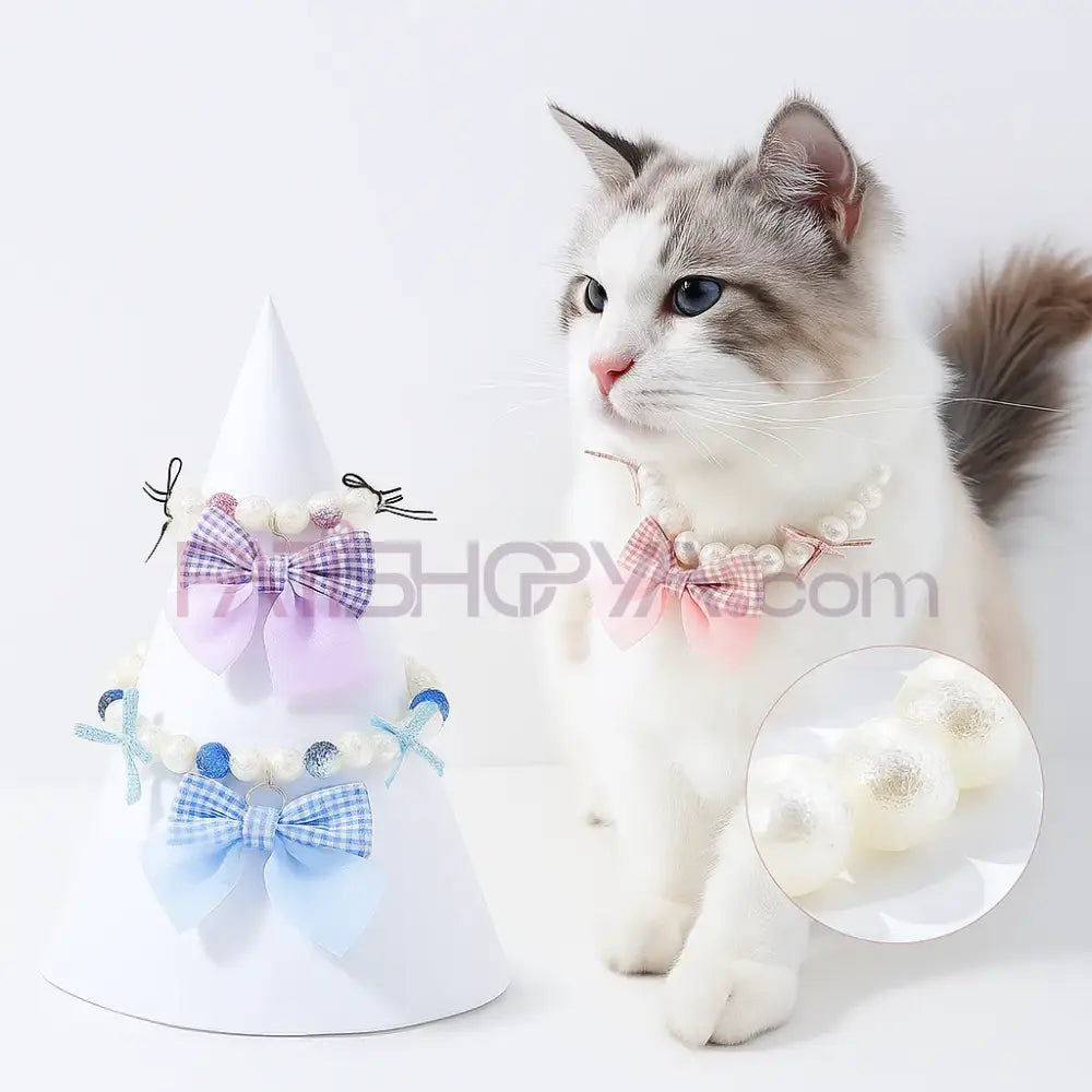 KEDİ İNCİ KOLYE Kedi ve Köpek Tasmaları