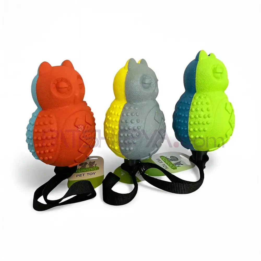 Sert Plastik Sesli Lüks Baykuş Modelli Köpek Eğitim ve Diş Kaşıma Oyuncağı