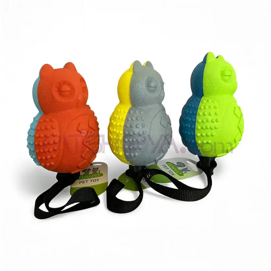 Sert Plastik Sesli Lüks Baykuş Modelli Köpek Eğitim ve Diş Kaşıma Oyuncağı