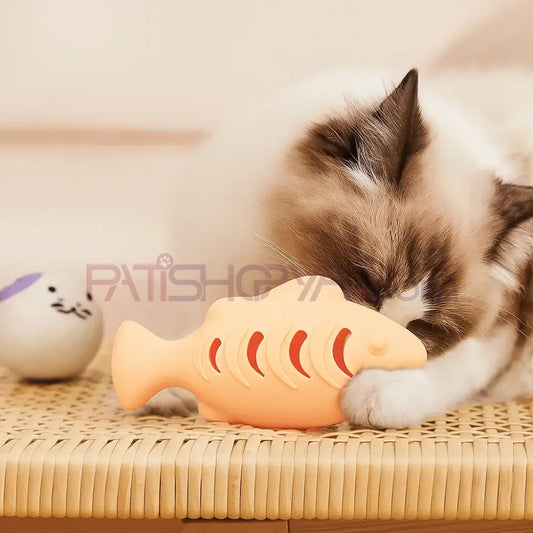 Evcil Hayvan Silikon Balık Modelli Mama Atıcı Oyuncak Kedi Oyuncakları