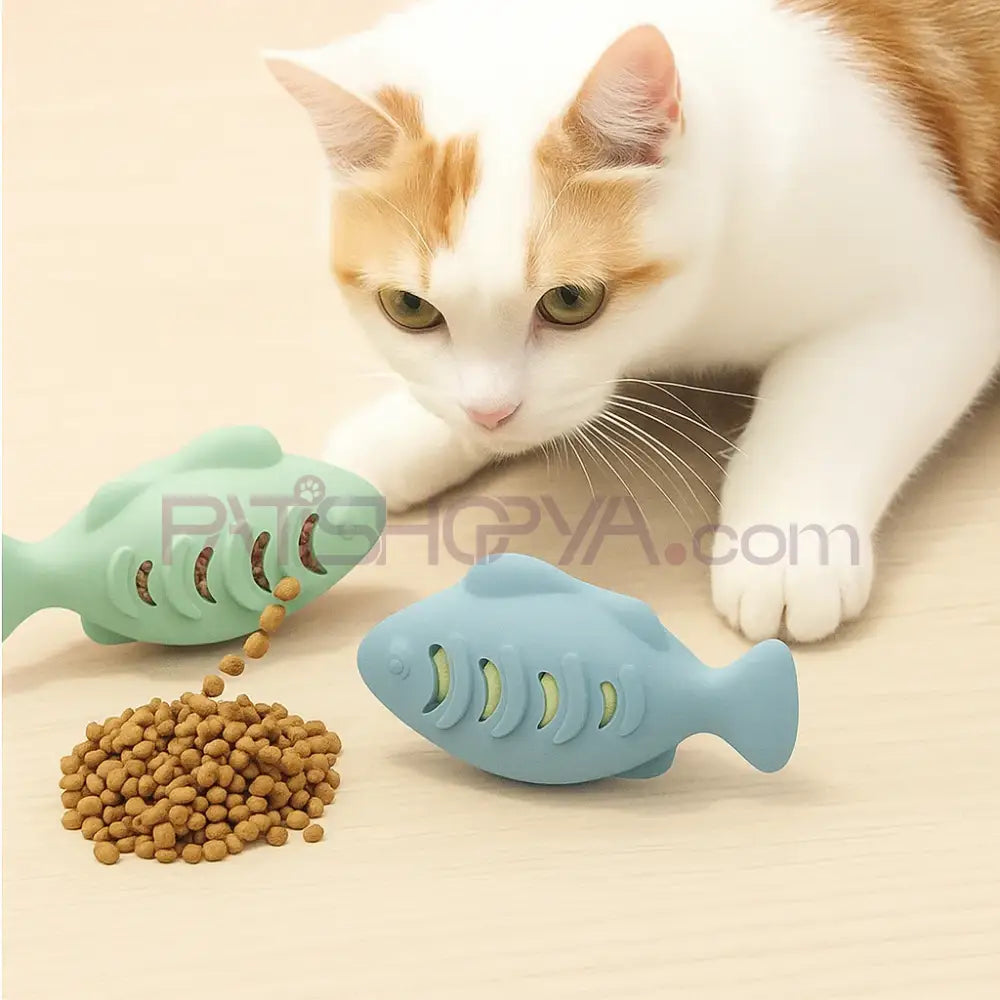 Evcil Hayvan Silikon Balık Modelli Mama Atıcı Oyuncak Kedi Oyuncakları